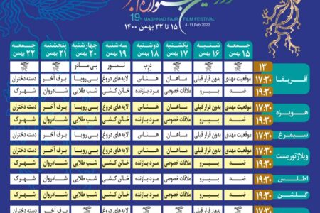 جدول ۱۶ فیلم نوزدهمین جشنواره فیلم فجر مشهد منتشر شد